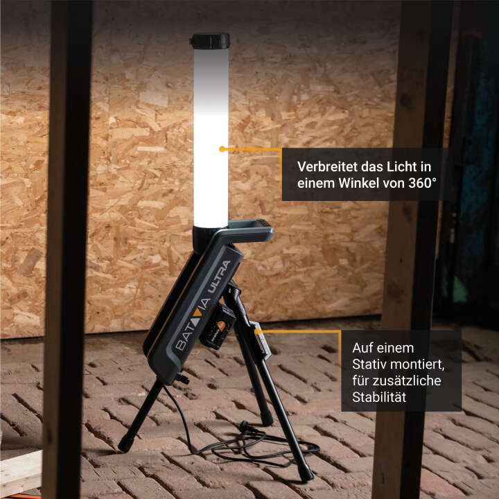 BATAVIA Hybrid-LED-Arbeitsleuchte 360° mit Akku und Ladegerät